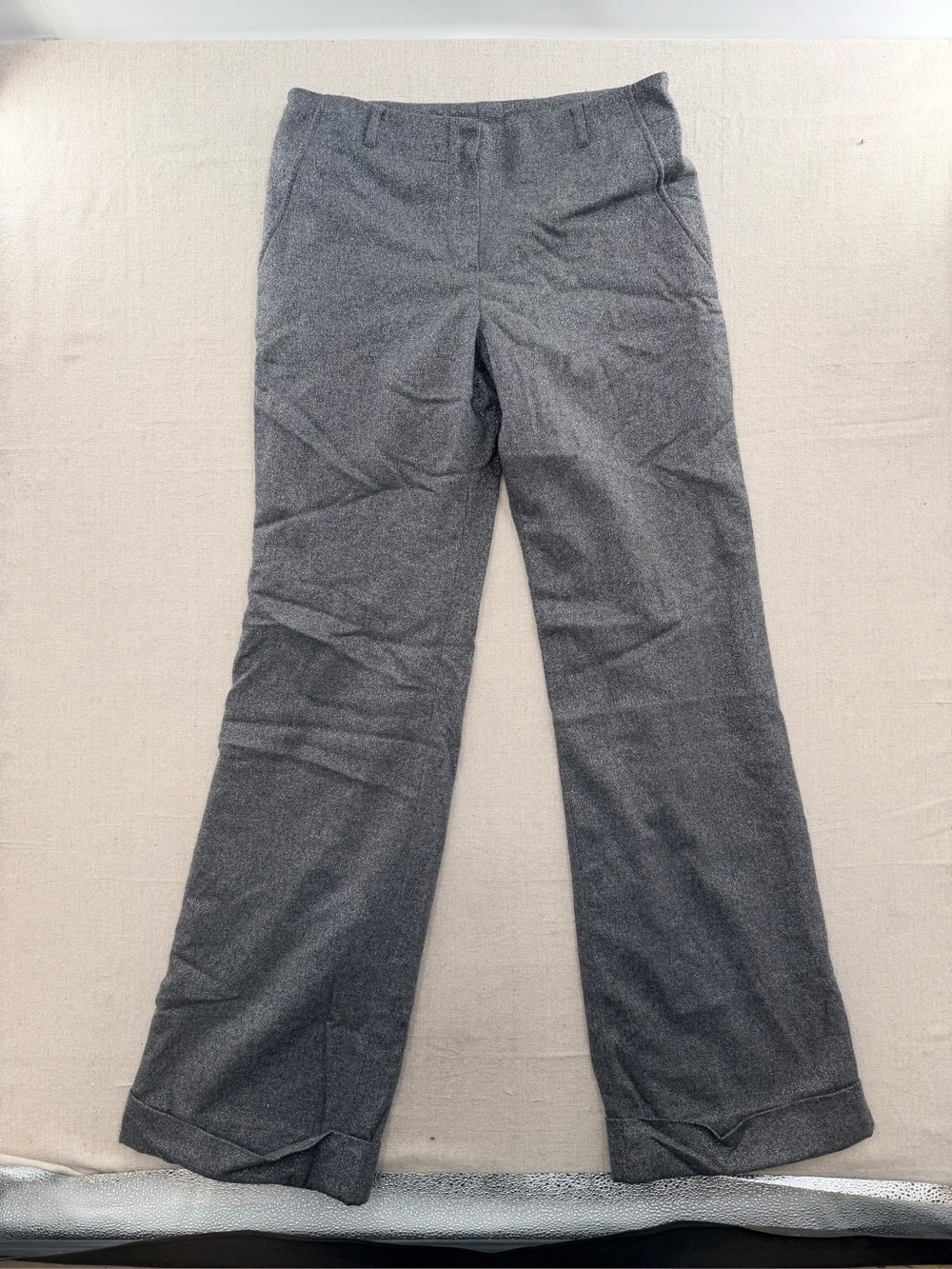 Per Se Silver flare white leg pants